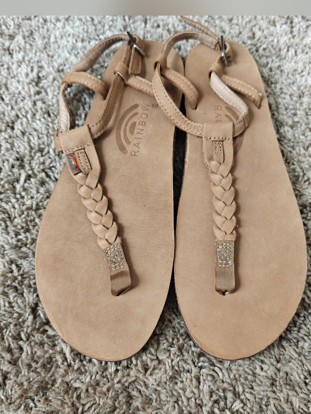 RAINBOW SANDALS T-STREET SANDALS CENTER BRAID STRAP, BROWN WOMEN'S SIZE XL